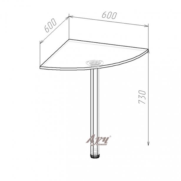 Схема Приставний стіл «60х60» серії «Стандарт»
