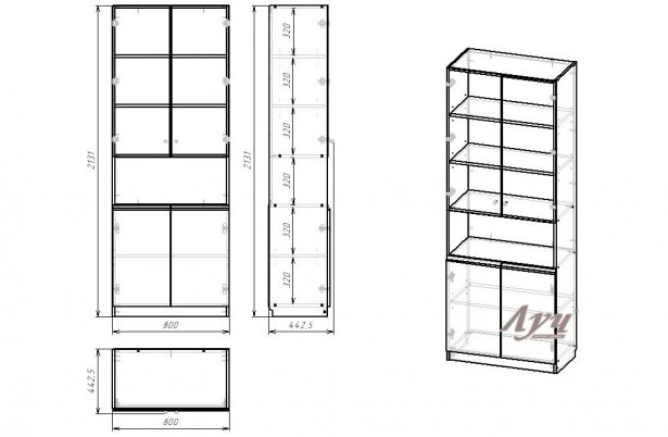 Схема Шкаф со стеклом «Босс»
