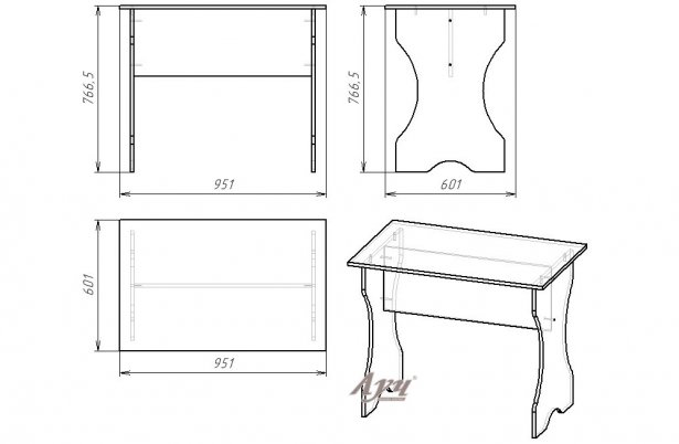 Схема Стол кухонный «Комфорт» Бук