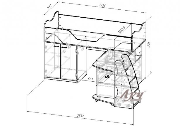 Схема-1 Кровать чердак «Остров сокровищ»