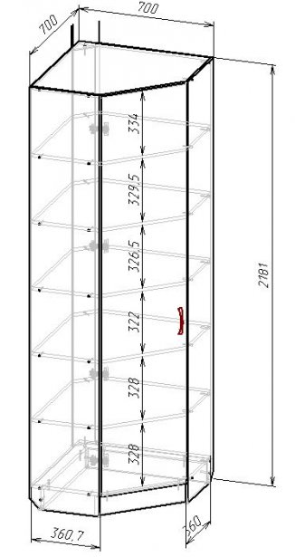 Схема шкаф офисный угловой 2180