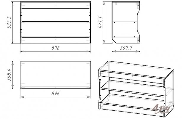 Схема Тумба для обуви «Фут» Бук