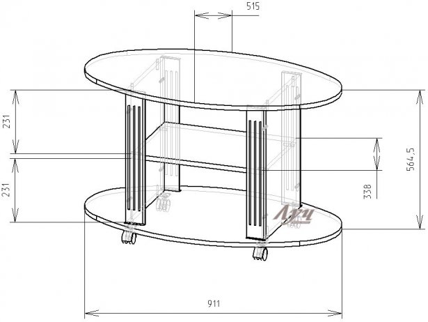 Схема Стол журнальный «Барон» Бук