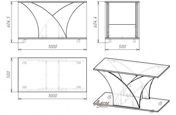 Схема Журнальный стол «Гектор» Бук