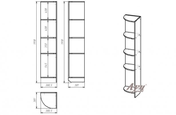 Схема Стеллаж угловой «Консул» Штрокс коричневый