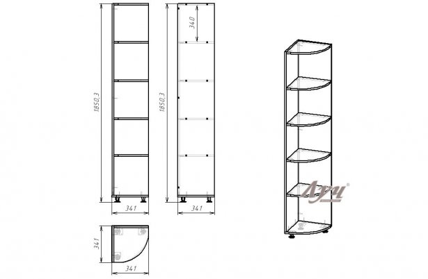 Схема Стелаж кутовий «Еліт» Горіх