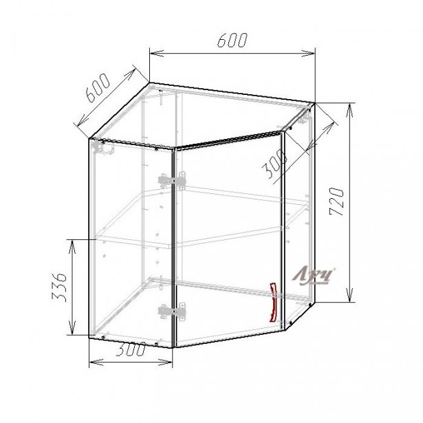 Схема Тумба угловая кухни "Экко" ВП-60х72 У